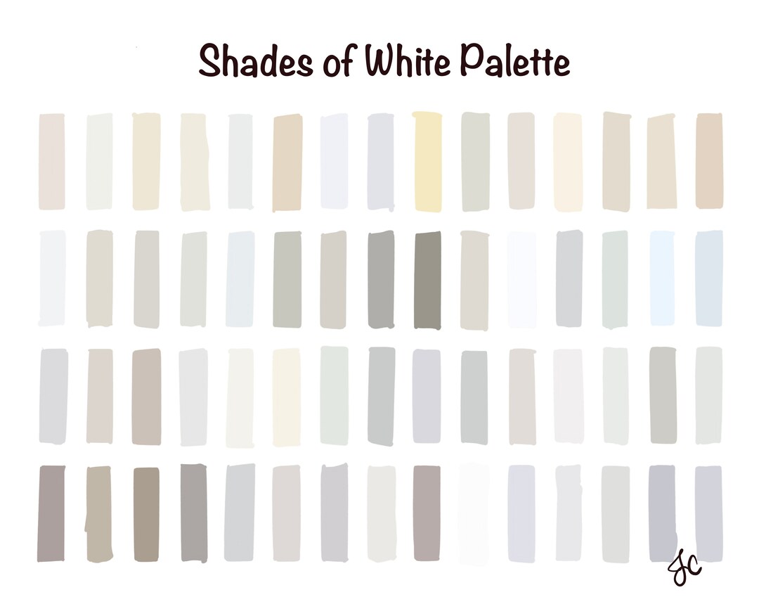 Procreate Shades Of White Palettes 60 Colors Swatch Files Etsy Australia