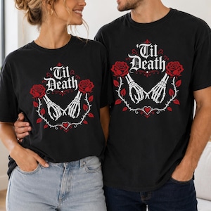 Til Death SVG PNG | Gotisk bröllopsskjortadesign | Skeletthänder Cricut Cut-fil