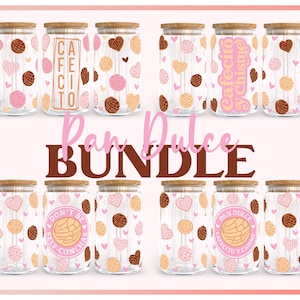 Pan Dulce Full Wrap SVG Bundle - Cafecito Y Chisme Libbey Can Glass 16oz SVG - Conchas Svg - Printable - Cut Files for Cricut, Silhouette