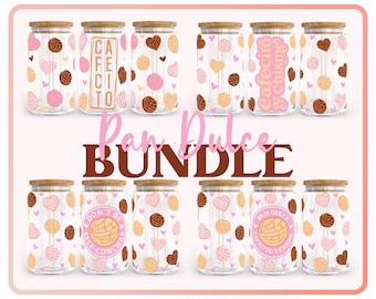 Pan Dulce Full Wrap SVG Bundle - Cafecito Y Chisme Libbey Can Glas 16 Unzen SVG - Conchas SVG - Printable - Schnittdateien für Cricut, Silhouette