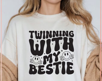 Twinning With My Bestie SVG PNG, Funny Bestie Matching Shirt svg, Retro, Smiley, Printable, Cut File for Cricut, Silhouette