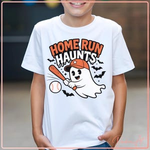 Clipart de fantasma de béisbol de Halloween SVG PNG / Lindo diseño de sublimación de bate y pelota deportiva espeluznante / Gráfico divertido de camiseta de jonrón embrujado