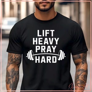 Christian Lift Heavy Prier avec haltères durs SVG PNG | Sublimation PNG | Fichiers de coupe artistiques pour salle de sport pour Cricut