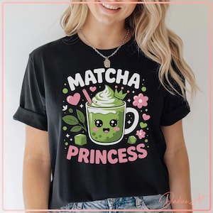 Kawaii Matcha Princess SVG PNG | Cute Green Tea Mug Cut File | Adorable Matcha Drink Clipart for Cricut | Matcha Tea PNG Sublimation