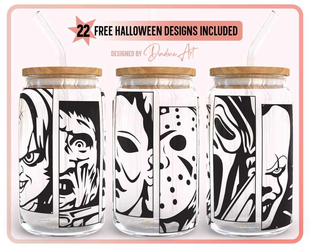 Halloween Full Wrap for Libbey Can Glass 16oz SVG - Halloween Horror ...
