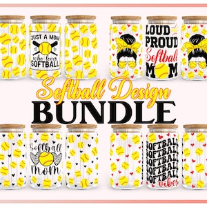 4 Softball Seamless Full Wrap For Libbey Can Glass 16oz SVG PNG, Softball Mom svg, Softball Vibes svg, Cut File For Cricut, Silhouette