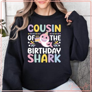 Primo do Tubarão de Aniversário SVG PNG | Sublimação de PNG de Aniversário de Tubarão Fofo | Camisa de Festa de Aniversário Combinando | Arquivo de Corte Digital de Aniversário Infantil