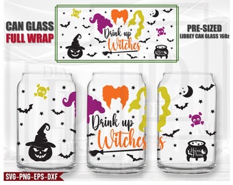 Drink Up Witches Libbey Glass SVG, Halloween Cricut Files (16oz)
