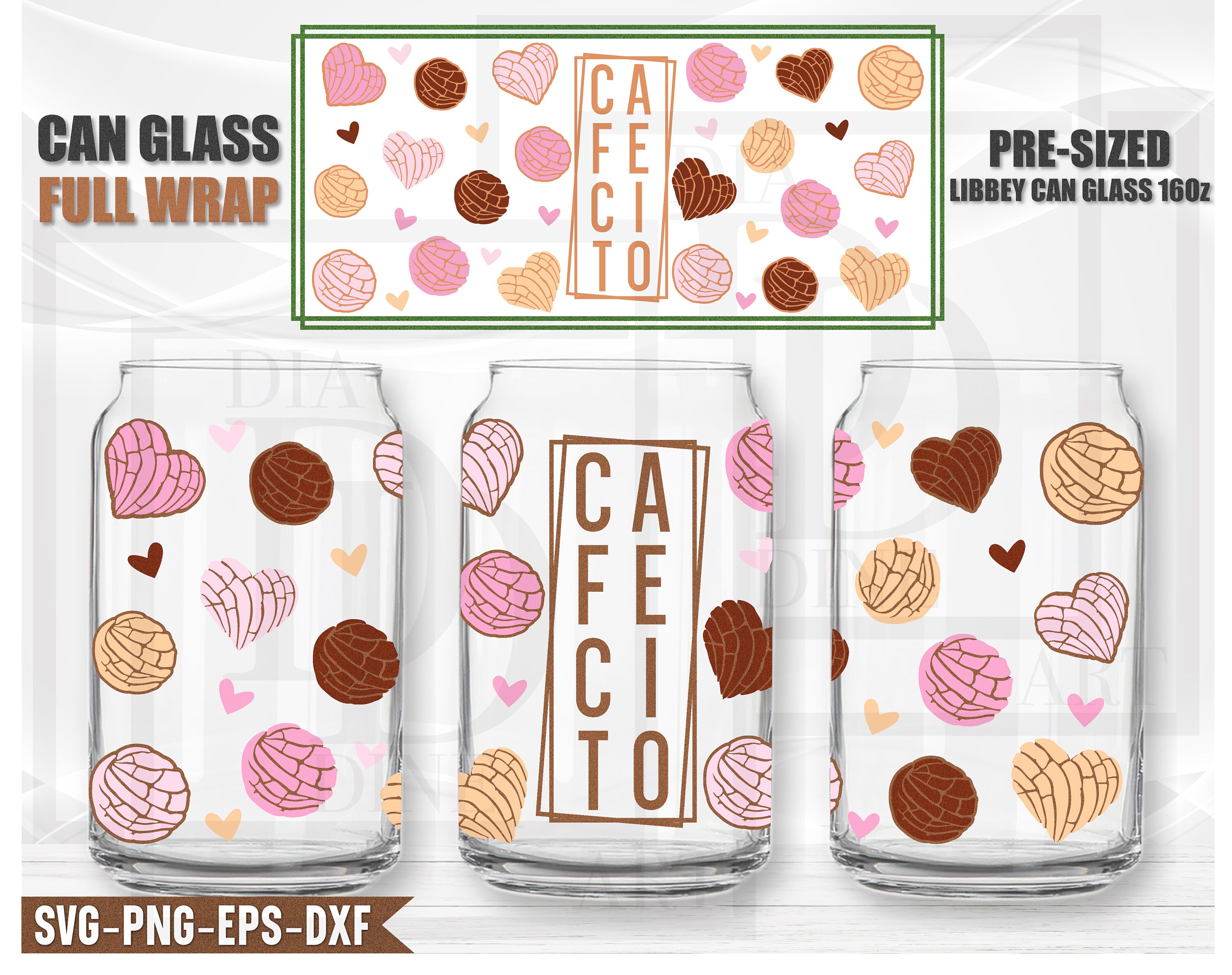 Conchas Libbey Can Glass 16 Oz SVG Cafecito Y Chisme Full - Etsy