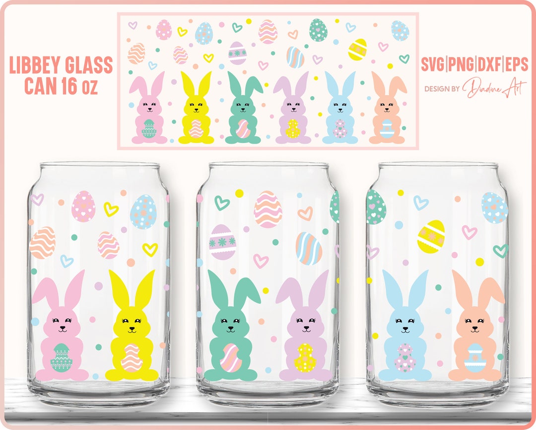 Easter Bunny Glass Wrap, 16 Oz Libbey Can SVG PNG (digital Download) - Etsy