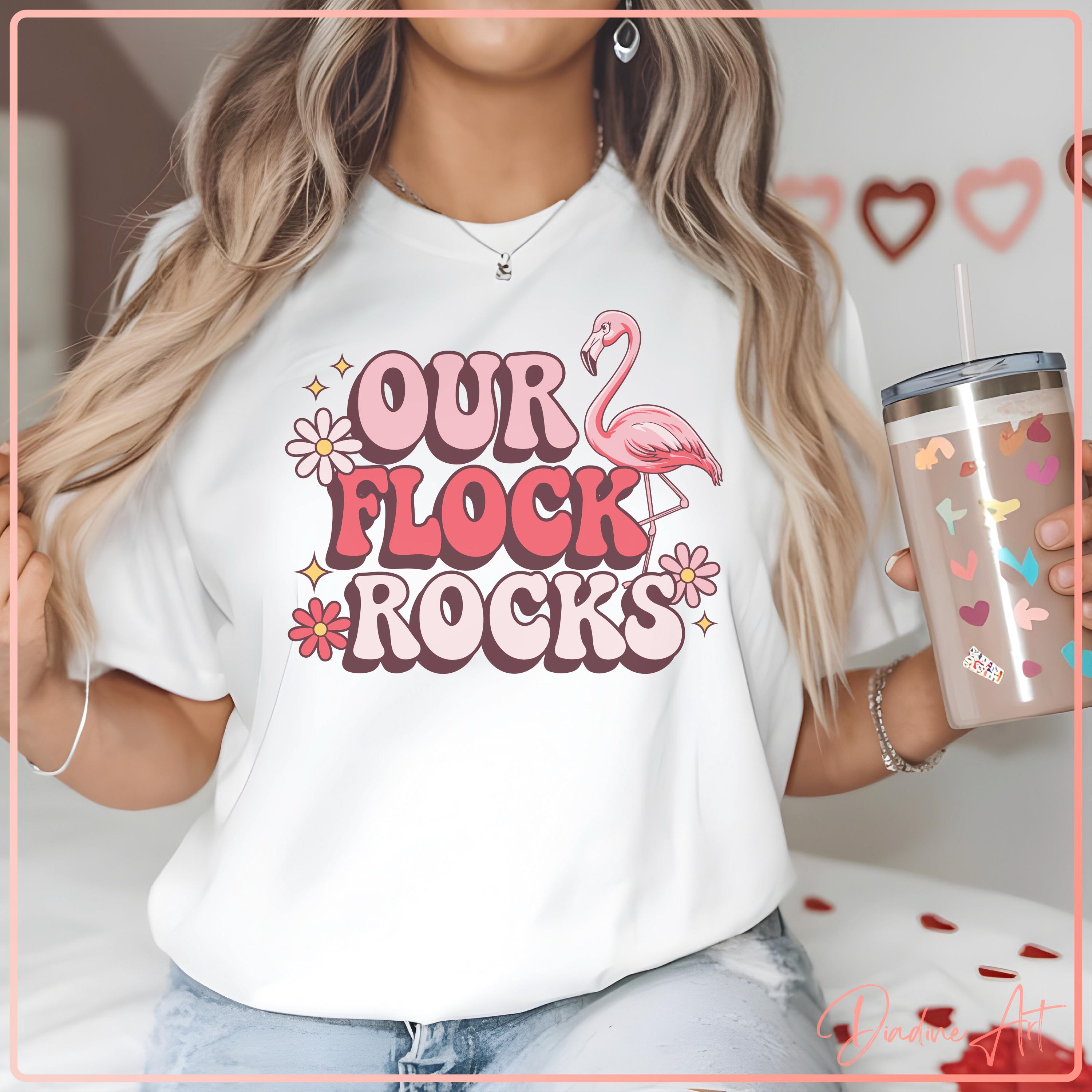Our Flck Rocks Retro Flamingo Our Flock Rocks Family Matching SVG PNG | Cute Floral ...