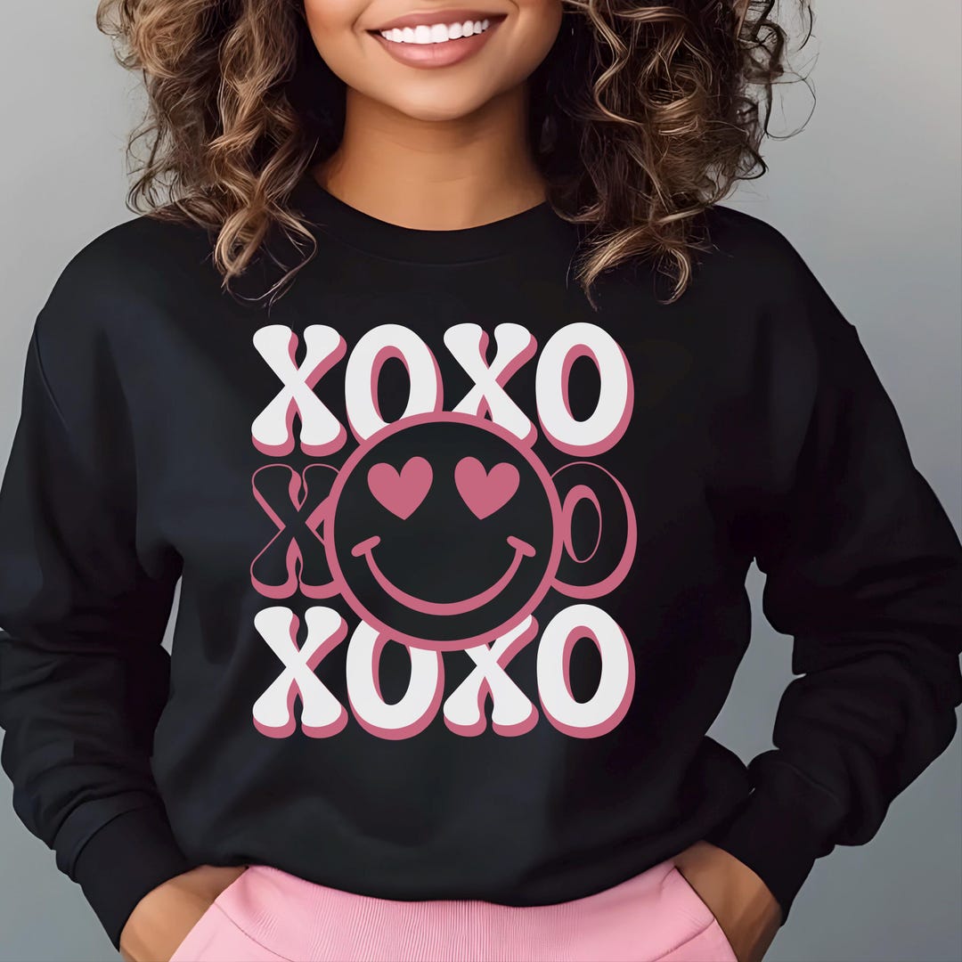 Xoxo Xo Xo Retro Groovy Smile Face SVG PNG | Cute Valentine's Day PNG ...