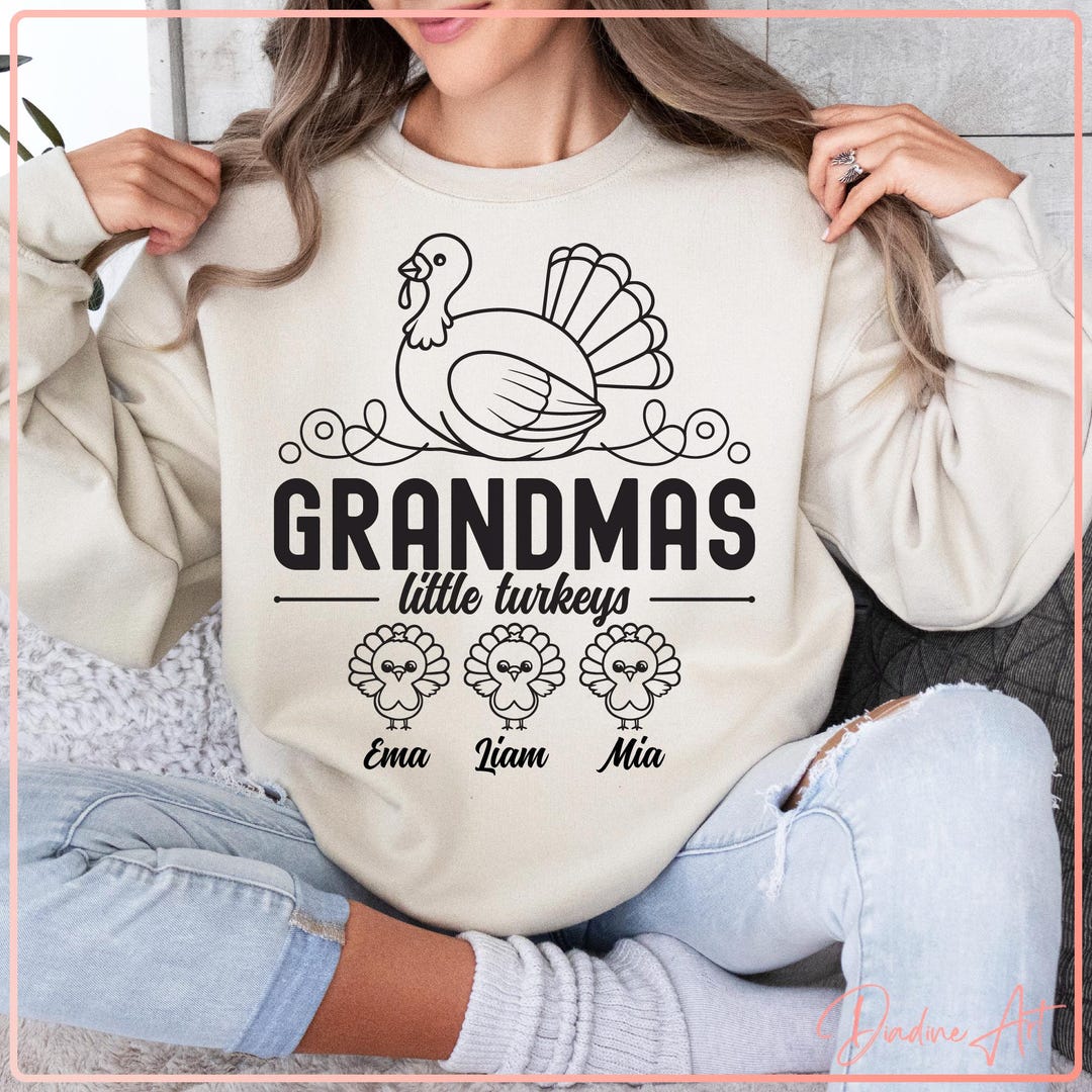 Grandma's Little Turkeys SVG PNG | Custom Thanksgiving Turkey Design ...