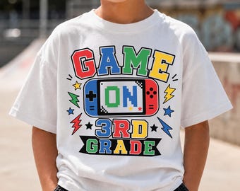 Game On 3rd Grade SVG PNG | Back to School Gamer Shirt | Cricut Cut File