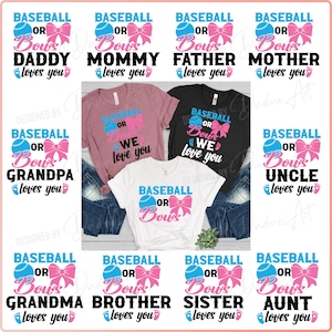 Béisbol o arcos SVG PNG - Anuncio de bebé - Baby Gender Reveal Party Decor Family Bundle Archivos de descarga digital para Cricut & Silhouette