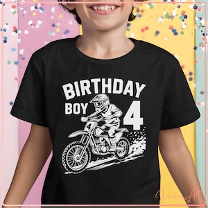 Motocross Geburtstagskind SVG PNG, Dirt Bike 4. Geburtstag Schnittdatei, Motorrad Racing Clipart, Kinder Motocross Party Shirt Design, MX Rider svg