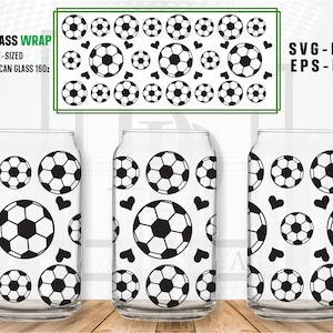 Soccer Libbey Can Glass SVG, Soccer Ball Seamless DIY Full Wrap For Libbey Can Shaped Beer Glass 16oz, Soccer Lover SVG, Files For Cricut