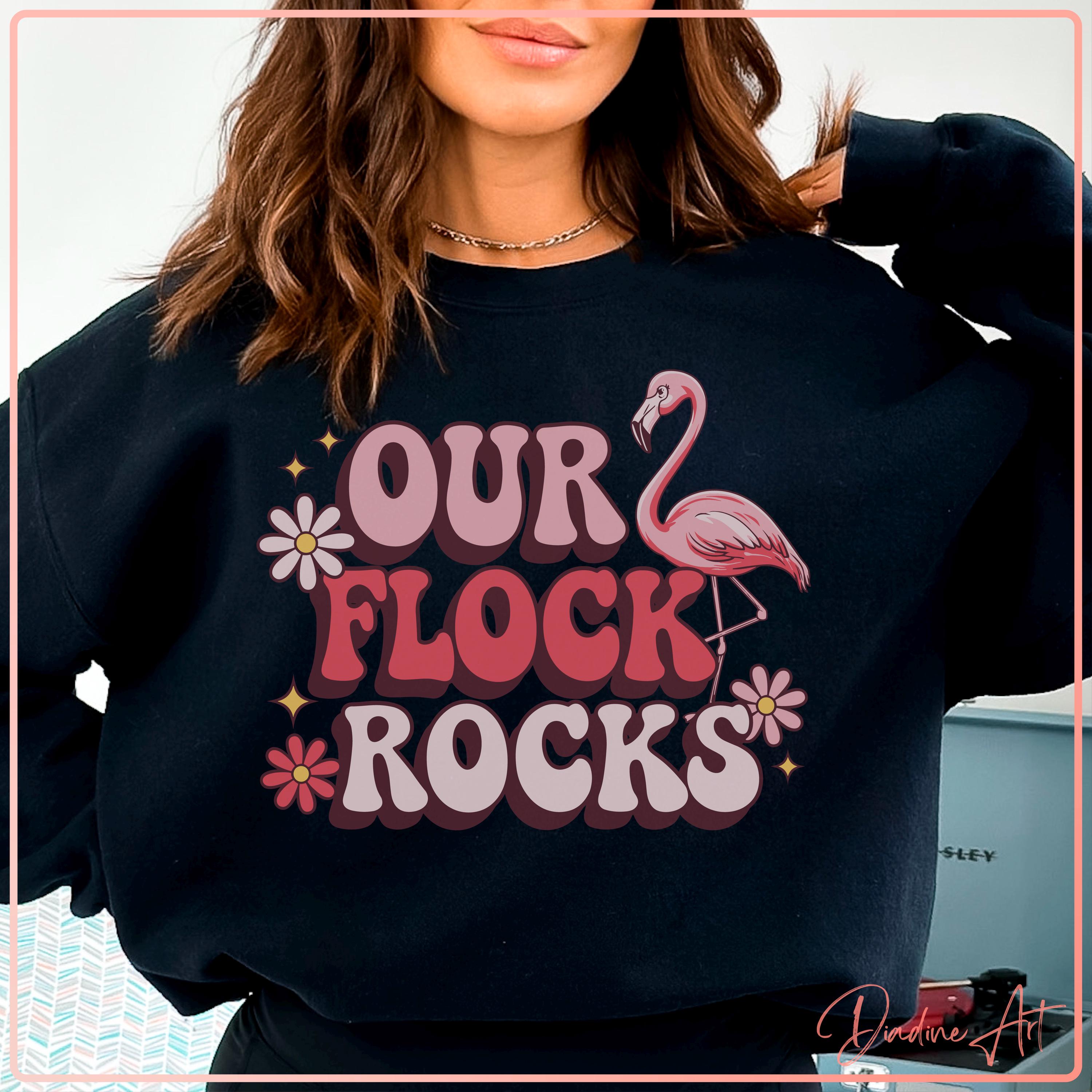 Our Flck Rocks Retro Flamingo Our Flock Rocks Family Matching SVG PNG | Cute Floral ...