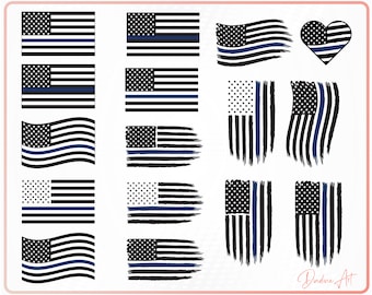 Thin Blue Line SVG PNG, Back the Blue Svg, Police Officer Svg, Police Svg, Distressed Flag Svg, Printable, Cut File For Cricut, Silhouette