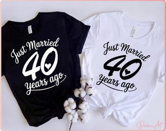 Just Married 40 Years Ago SVG PNG | 40th Anniversary Cut File for Cricut | Wedding Anniversary Clipart | 40 Years Married Sublimation Design