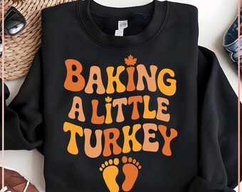 Baka lite kalkon SVG PNG | Graviditetsmeddelande för Thanksgiving klippfil | Höstbebisavslöjande Cricut | Rolig blivande mamma sublimeringsdesign