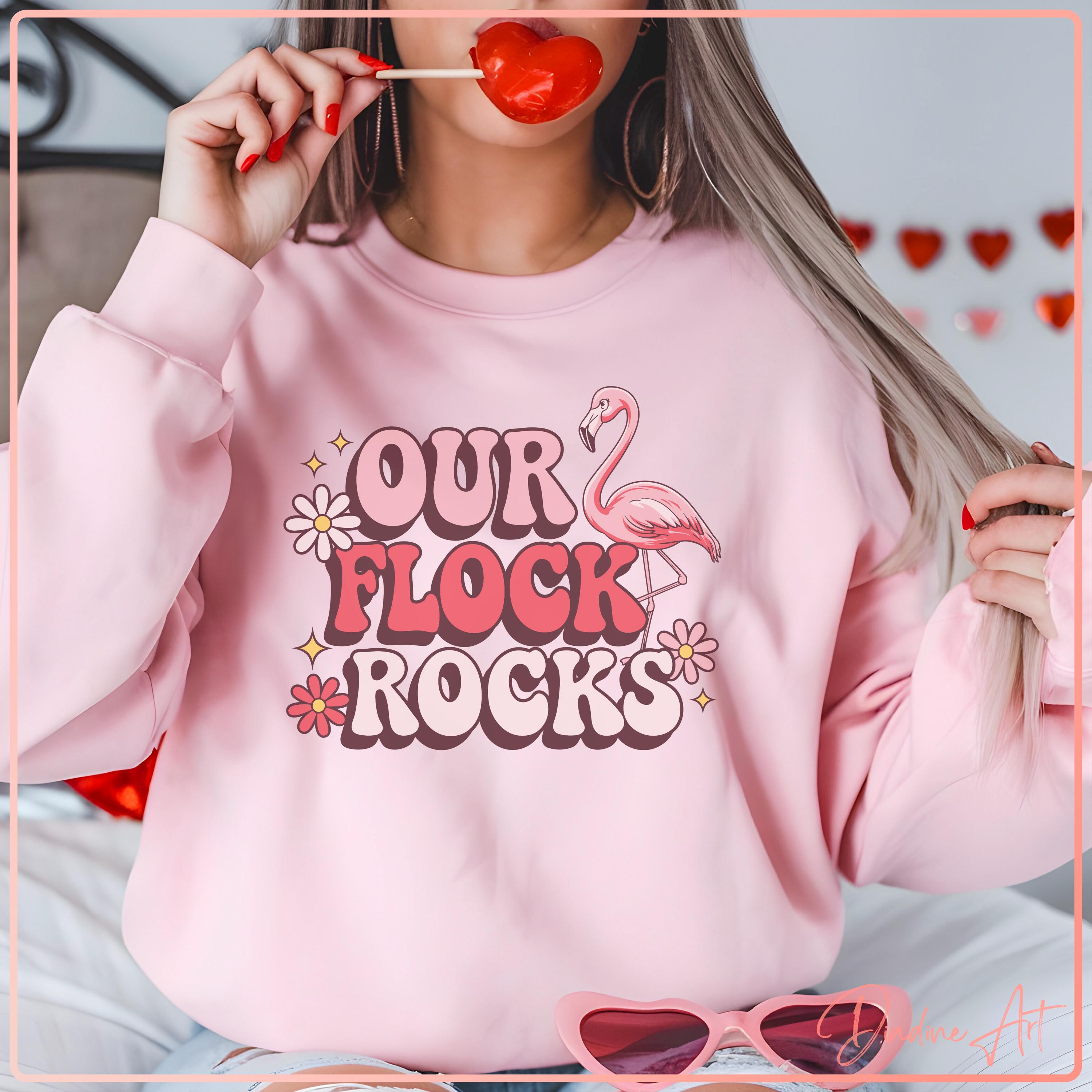 Our Flck Rocks Retro Flamingo Our Flock Rocks Family Matching SVG PNG | Cute Floral ...