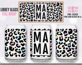 Mama Leopard Print Seamless Full Wrap for Libbey Glass Can 16 OZ SVG PNG, Mom Life svg, Animal Print svg File for Cricut, Sublimation Design