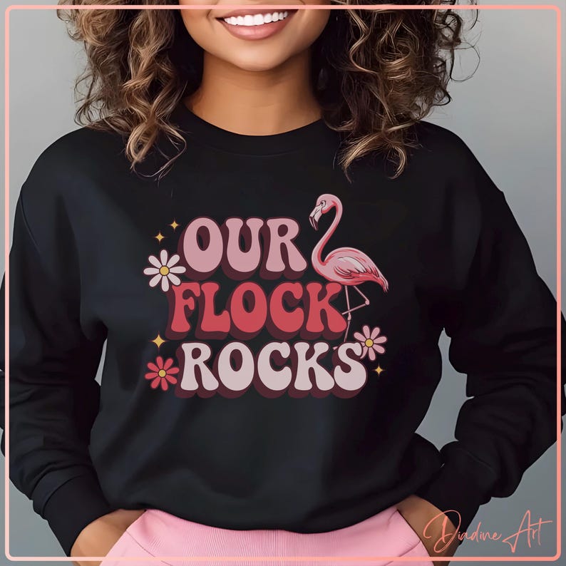 This Flock Rocks Retro Flamingo Our Flock Rocks Family Matching SVG PNG | Cute Floral ...