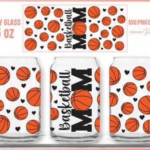 Basketball Mom Full Wrap, Libbey 16 oz Can Glass (SVG PNG)