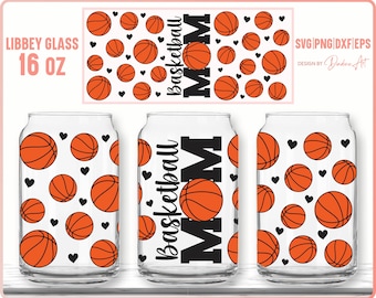 Basketball Mom Full Wrap, Libbey 16 oz Can Glass (SVG PNG)