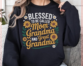 Mother's Day Blessed to Be Called Mom Grandma Great Grandma SVG PNG | Floral Family Quote Cut File for Cricut and Silhouette