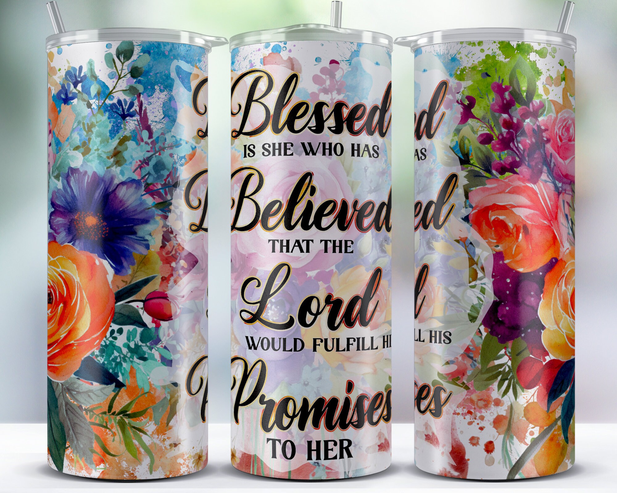 Blessed is She Who Has Believed Libbey Glass Can Tumbler Blessed is She Who Has Believed Libbey Glass Can Tumbler
