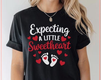 J'attends un petit coeur SVG PNG | Faire-part de grossesse pour la Saint-Valentin avec empreintes de pas de bébé | Lime à découper pour bébé mignon