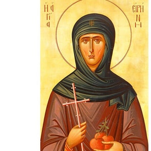 Sint-Irene Chrysovalantou, orthodox icoon Sint-Irene Chrysovalantou, christelijke wonderdoeners, traditionele Byzantijnse iconen, houten icoon