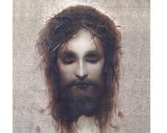 Face of Jesus, Holy Shroud, Prayer icon, Home Altar, Veil of Veronica, Religious Gift
