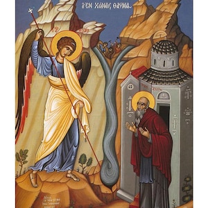 Archangel Michael Miracle at Chonae Greek Orthodox Icon, Saint Michael the Archangel religious icon, Guardian Angel, St Michael the Taxiarch