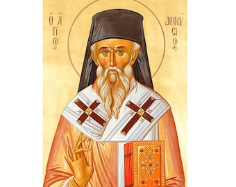 Saint Dionysius the Great Orthodox Icon, Pope Dionysius of Alexandria, S Dionysios, Bishop Dionysius, Greek Orthodox Byzantine Art