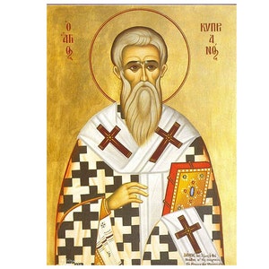 Saint Cyprian Greek Orthodox icon, St Cyprian bishop of Carthage, African Saints, Orthodox Icon Saint Kyprianos, St Kyprian Prayer Icon