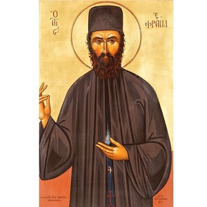 Heiliger Ephraim von Nea Makri, Ikone des Heiligen Ephrem, Heiliger Ephraim vom Berg Amomon, Neue Märtyrer, Heiliges Kunstwerk, St Efrem der neue Heilige