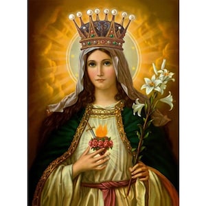 Immaculate Heart of Mary, Virgin Mary Icon, Our Lady of America, Catholic Icon, St Mary icon, Catholic Mom Gift, Christian Art, Prayer Image