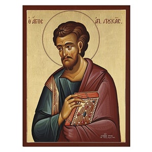 Saint Luke the Apostle, Orthodox Icon Saint Luke the Evangelist, Apostle Luke Prayer icon, Religious Handmade wood Icon Luke the Apostle