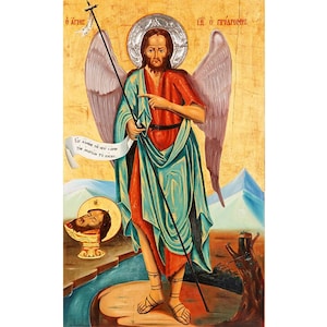 Saint John the Forerunner, Prophet John, Saint John the Baptist, St John the Baptist, Patron Saint of Godparents, Vintage Christian Orthodox