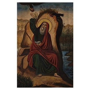 Sint Elia de Profeet, St Elias, Glorieuze Profeet Elias, Profeet Elia icoon, Sint Elia, Profeet Elias icoon, Vintage Orthodox Icoon