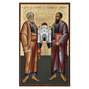 San Pedro Apóstol, San Pablo Apóstol, Icono Ortodoxo Santos Pedro y Pablo, Icono de Oración, Iconostasio del Hogar