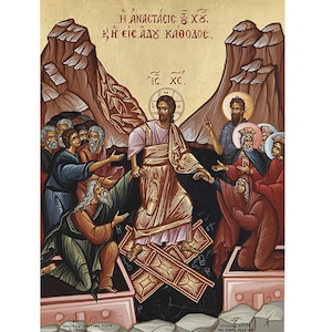 The Descent into Hell, Harrowing of Hell, Jesus Descent into Hades, Jesus Resurrection Anastasis Icon, Christ&#39;s Descent into Hades