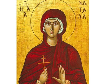 Saint Natalia of Nicomedia Orthodox wood Icon, St Natalia Handmade Icon, Greek Orthodox Icon Sainte Natacha, Home Altar Prayer Icon