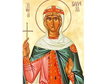 Handmade icon Saint Calliope, Greek Orthodox Icon St Kalliope , Religious Home Decor