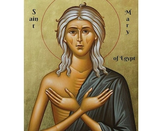 Heilige Maria von Ägypten Ikone, griechisch Griechisch Ortodoxe, Hölzerne Plakette, Christliches Housewarming Geschenk, Religiöse Ikone