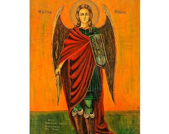 Arcángel Miguel Icono ortodoxo vintage, San Miguel Arcángel, Arte de San Miguel, Regalo religioso para maestro, Arte religioso