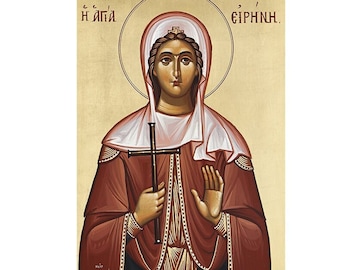 Saint Irene Orthodox Wood Icon, Handmade Religious Art, Faith inspired icons